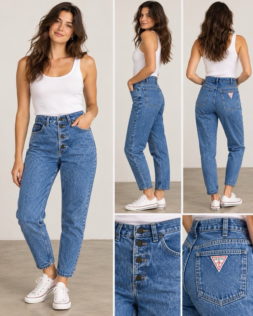 Vintage GUESS Georges Marciano Jeans 30 X 26 Button Fly High Rise Triangle Logo